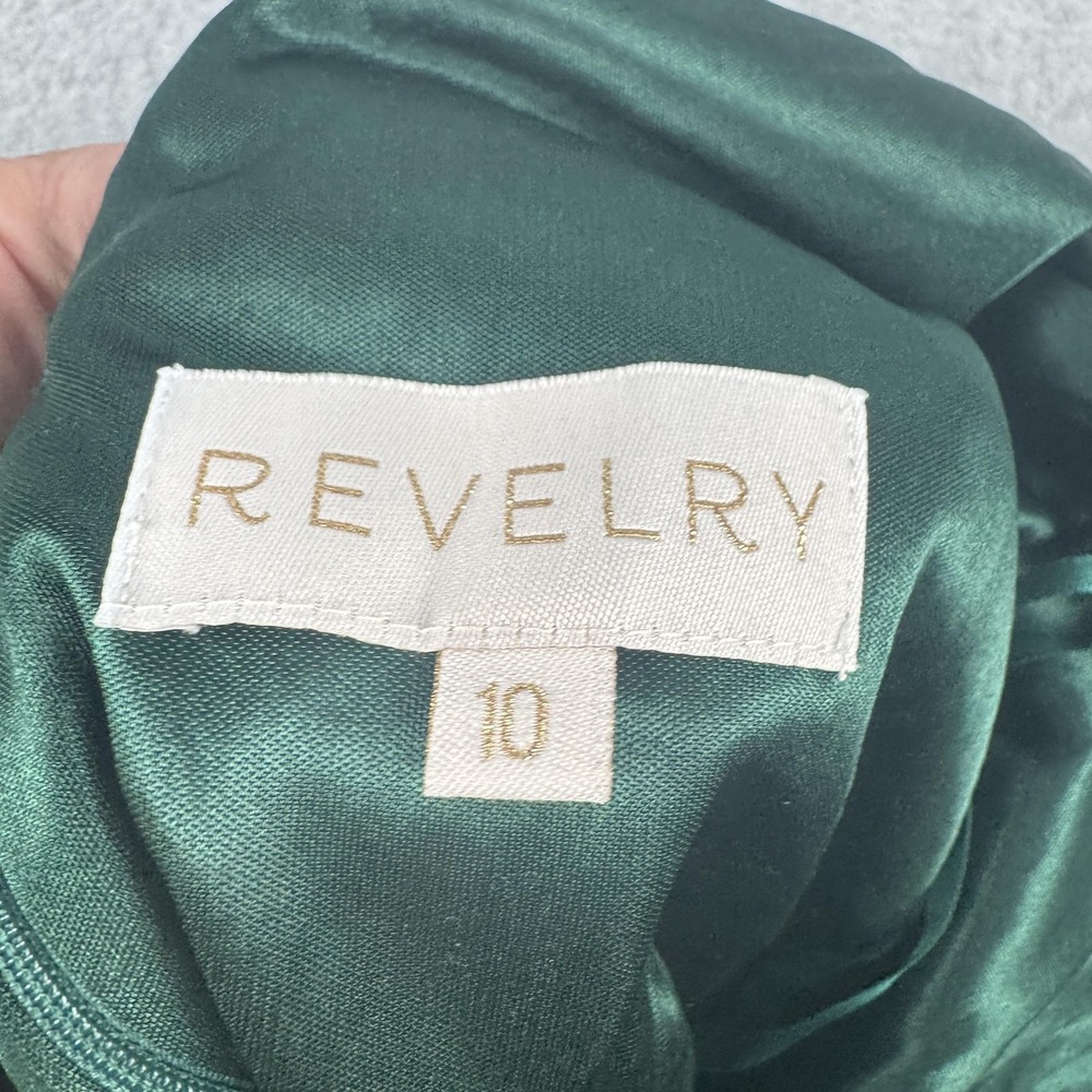 Revelry Dress Womens 10 Green Velvet Maxi Flutter Sleeve Formal Gown Evening - Picture 3 of 7